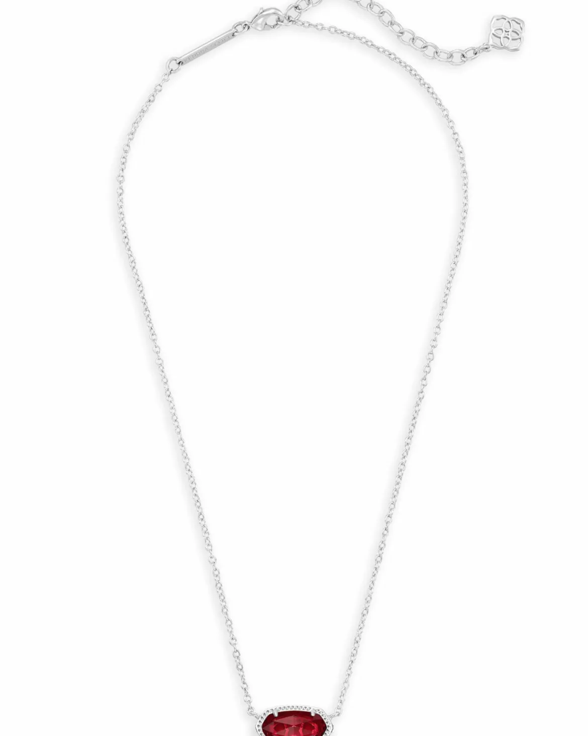 Elisa Silver Pendant Necklace in Berry Glass