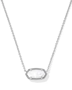Elisa Silver Pendant Necklace in Ivory Mother-of-Pearl