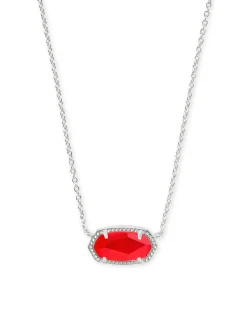 Elisa Silver Pendant Necklace in Red Illusion