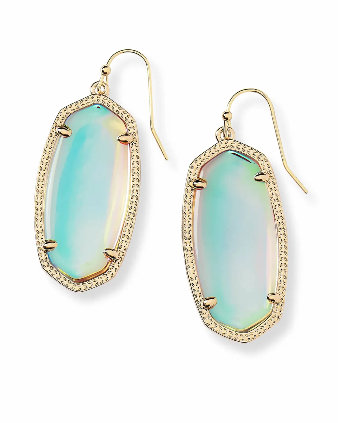 Elle Gold Drop Earrings in Dichroic Glass