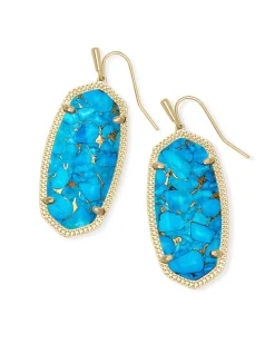 Elle Gold Drop Earrings in Bronze Veined Turquoise Magnesite