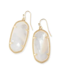 Elle Gold Drop Earrings in Ivory Mother-of-Pearl