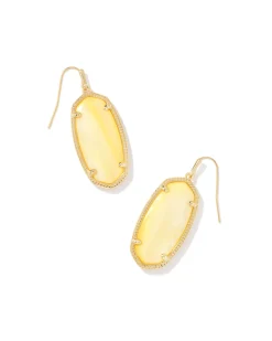 Elle Gold Drop Earrings in Light Yellow Mother-Of-Pearl