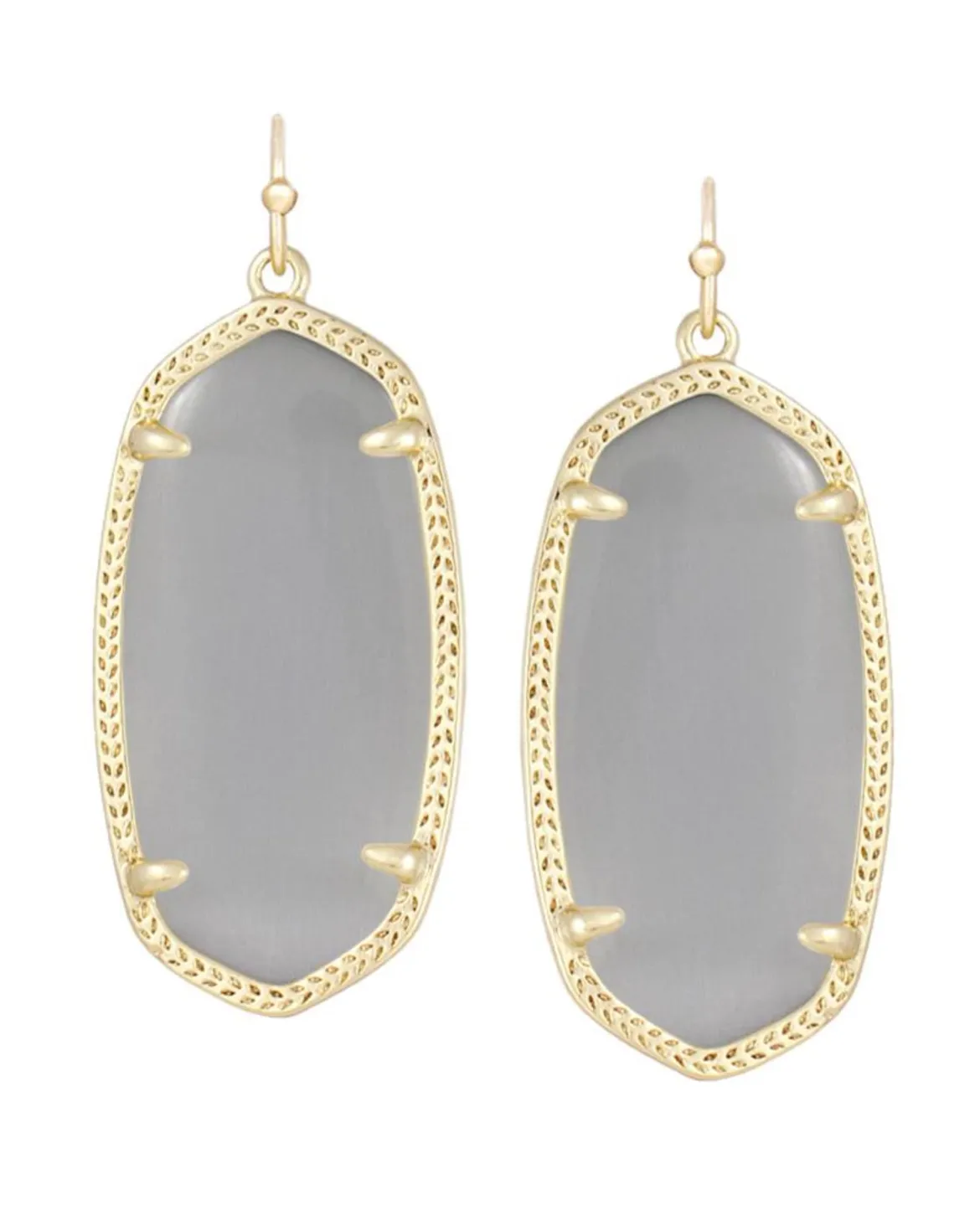 Elle Gold Drop Earrings in Slate Cats Eye