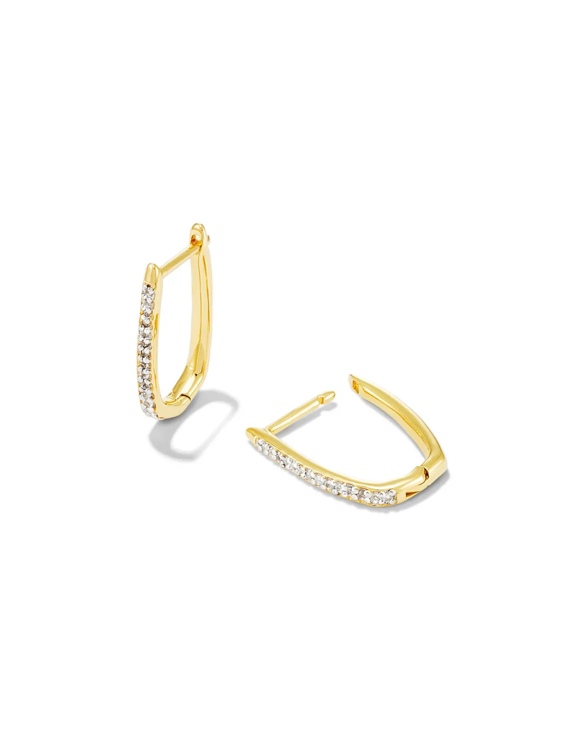 Ellen Luxe 18k Gold Vermeil Huggie Earrings in White Sapphire