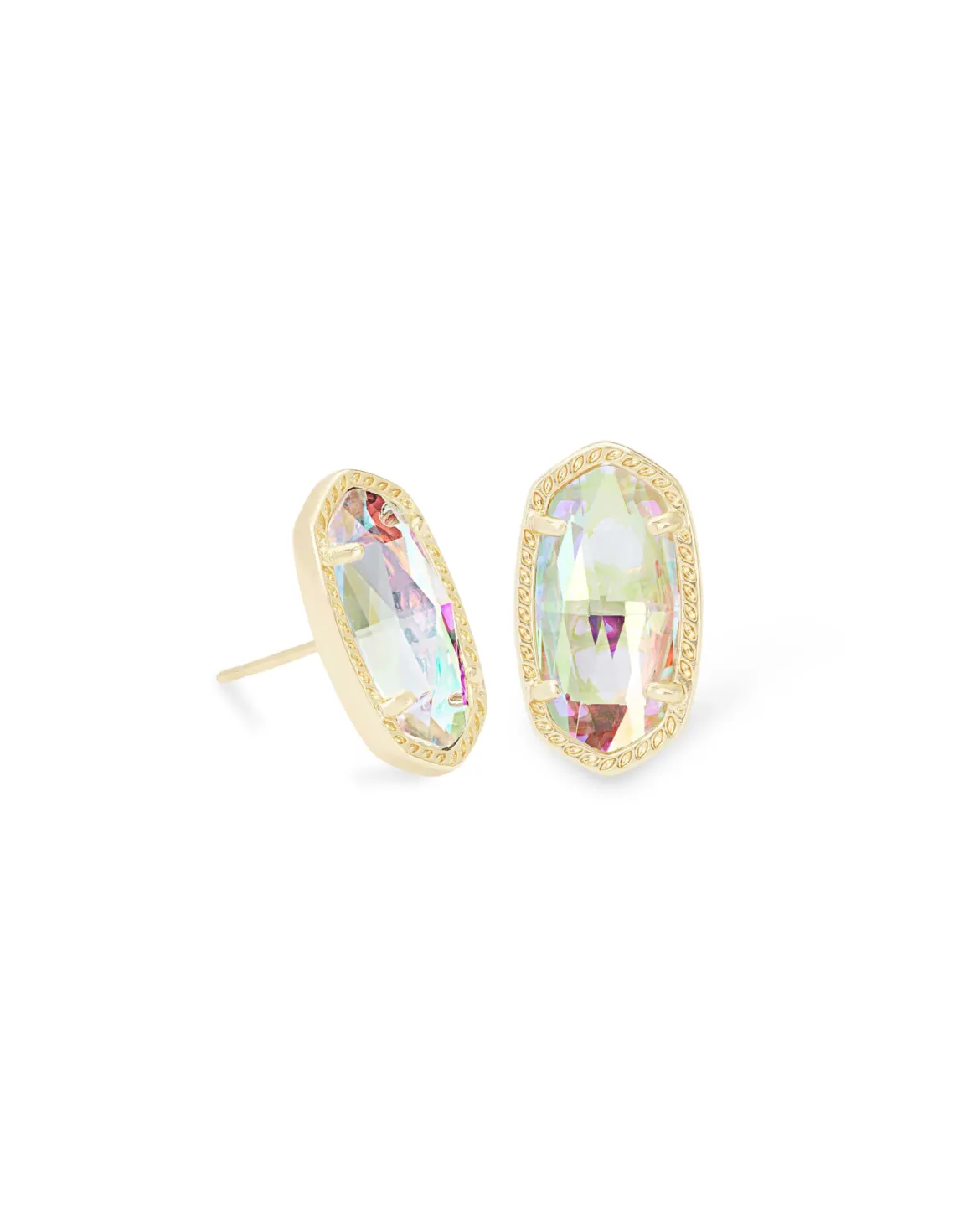 Ellie Gold Stud Earrings in Dichroic Glass