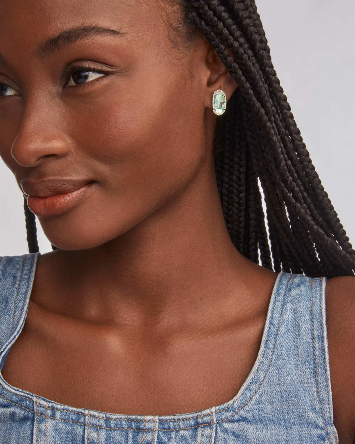 Ellie Gold Stud Earrings in Dichroic Glass