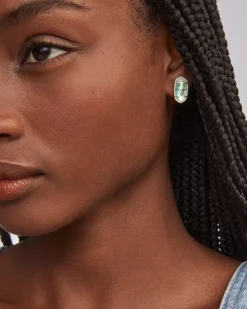 Ellie Gold Stud Earrings in Dichroic Glass