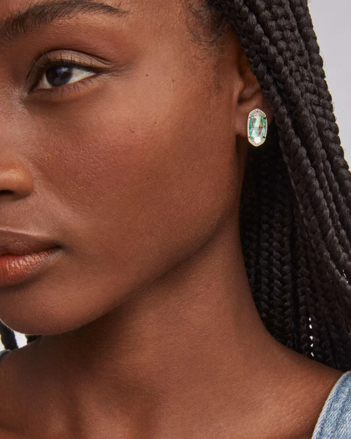 Ellie Gold Stud Earrings in Dichroic Glass