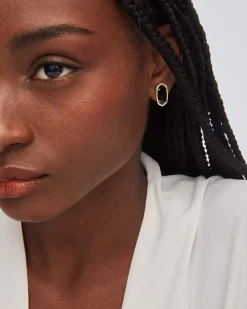 Ellie Gold Stud Earrings in Black