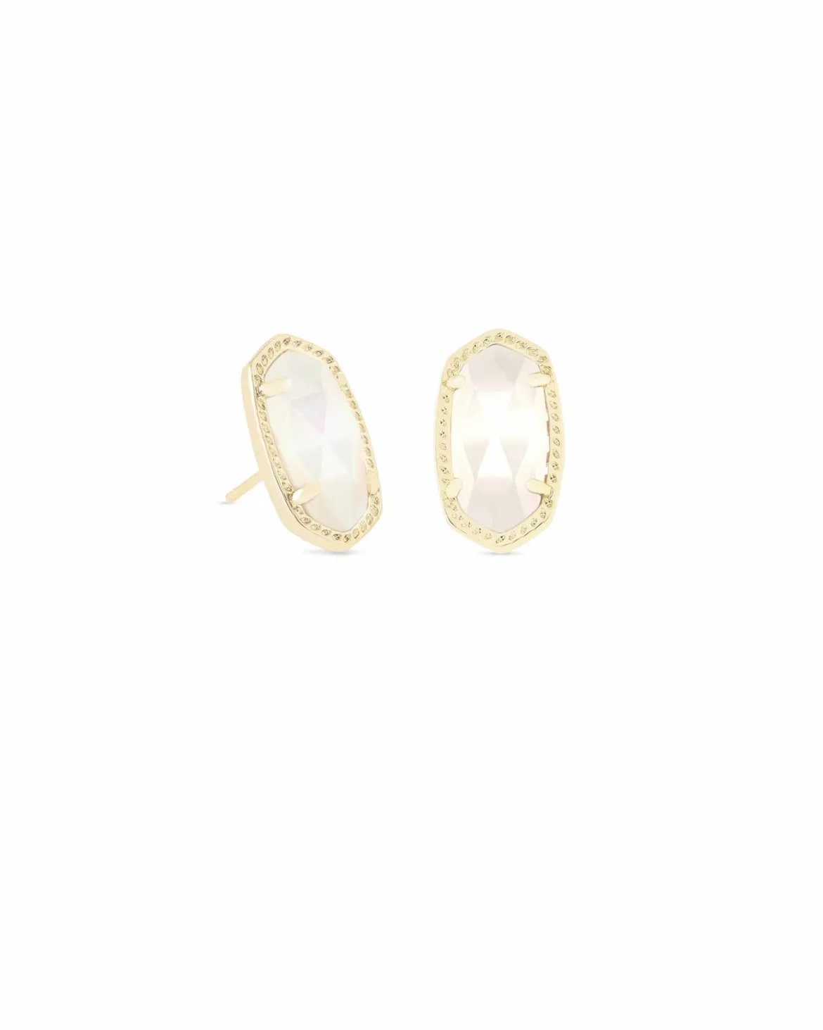 Ellie Gold Stud Earrings in Ivory Mother-of-Pearl
