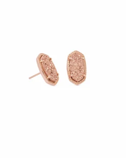 Ellie Rose Gold Stud Earrings in Rose Gold Drusy
