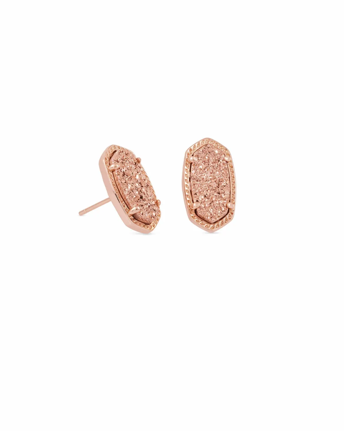 Ellie Rose Gold Stud Earrings in Rose Gold Drusy