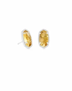 Ellie Silver Stud Earrings in Citrine
