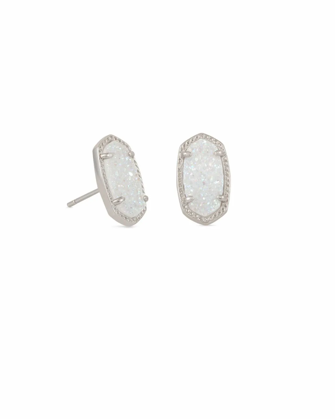 Ellie Silver Stud Earrings in Iridescent Drusy