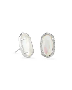 Ellie Silver Stud Earrings in Iridescent Abalone