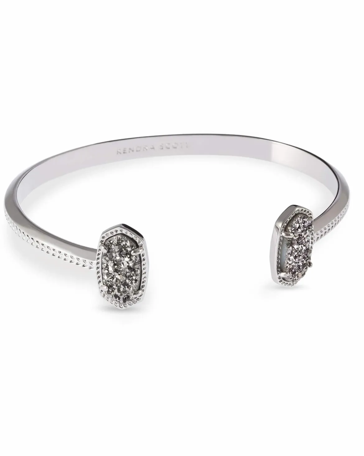 Elton Silver Cuff Bracelet in Platinum Drusy