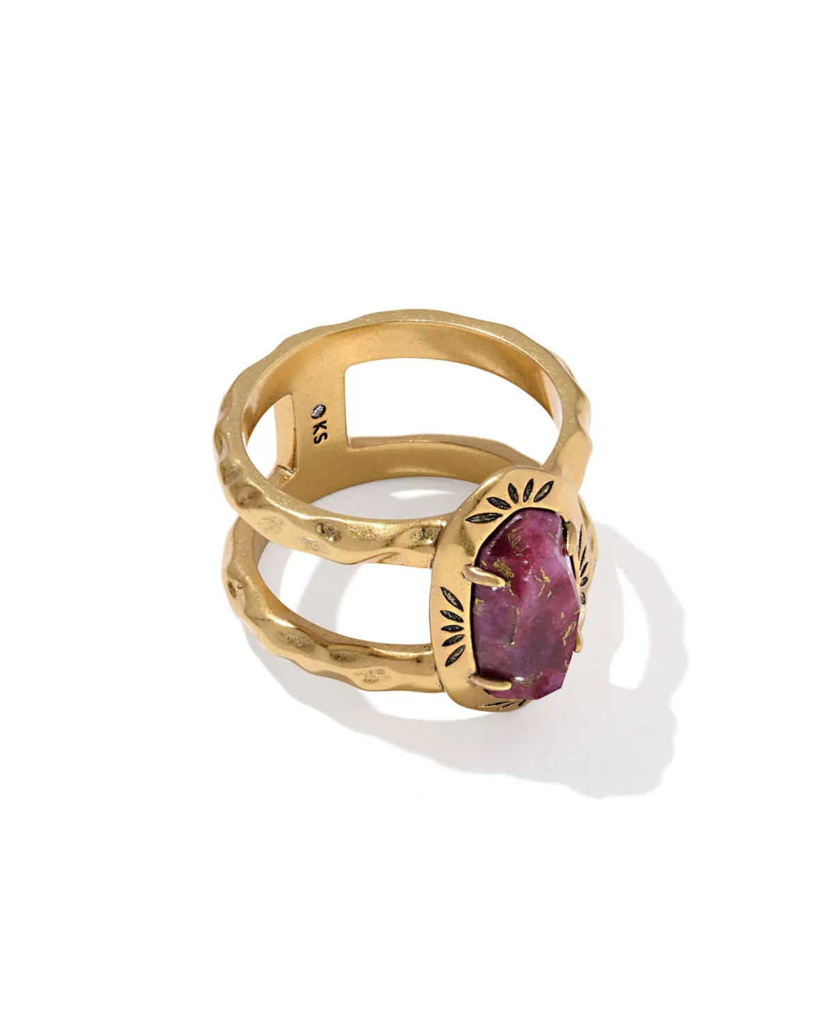 Elyse Vintage Gold Etch Frame Band Ring