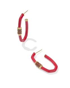 Emery Gold Large Enamel Hoop Earrings
