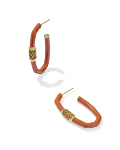 Emery Gold Large Enamel Hoop Earrings