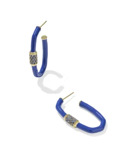 Emery Gold Large Enamel Hoop Earrings