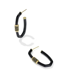 Emery Gold Large Enamel Hoop Earrings