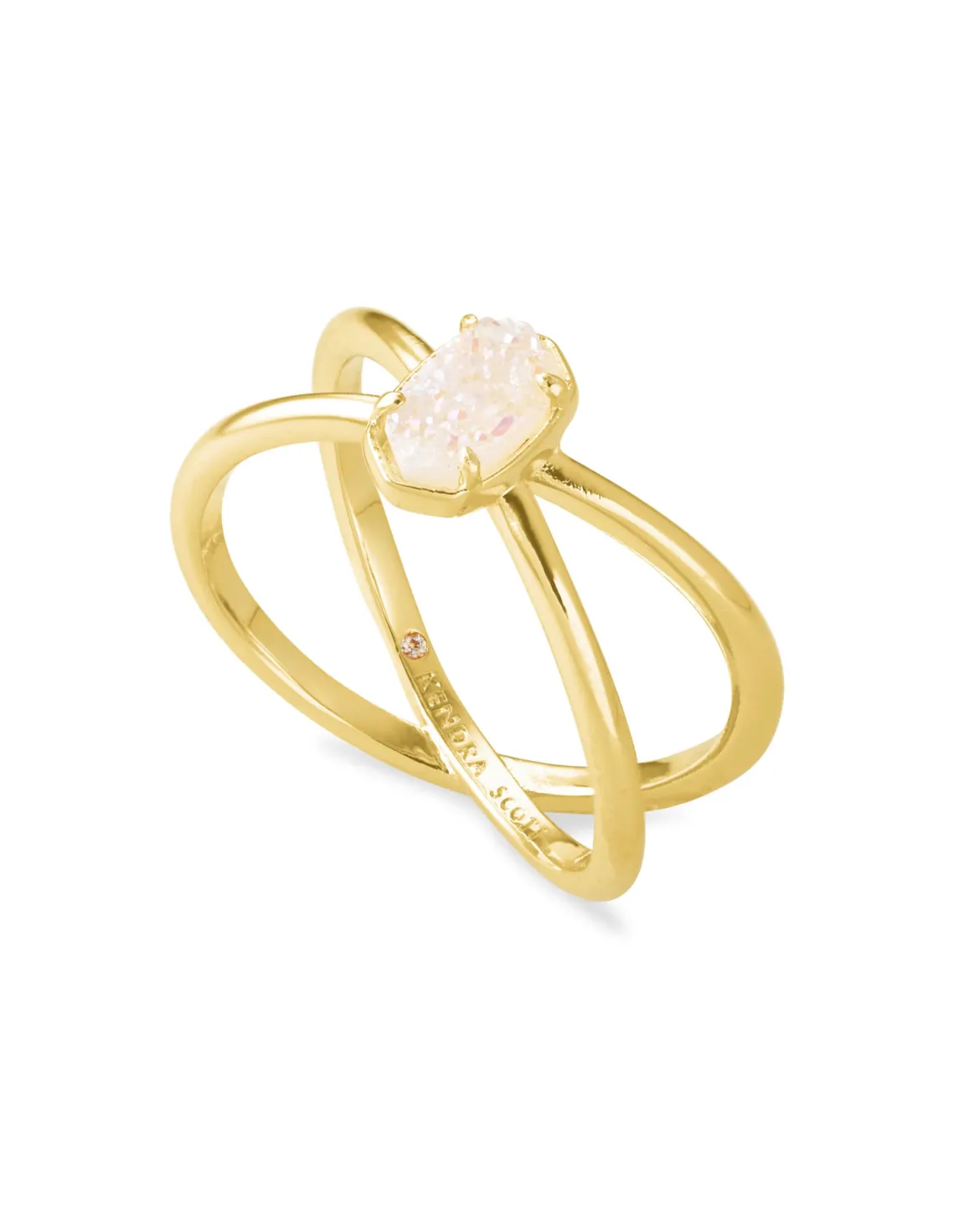 Emilie Gold Double Band Ring in Iridescent Drusy