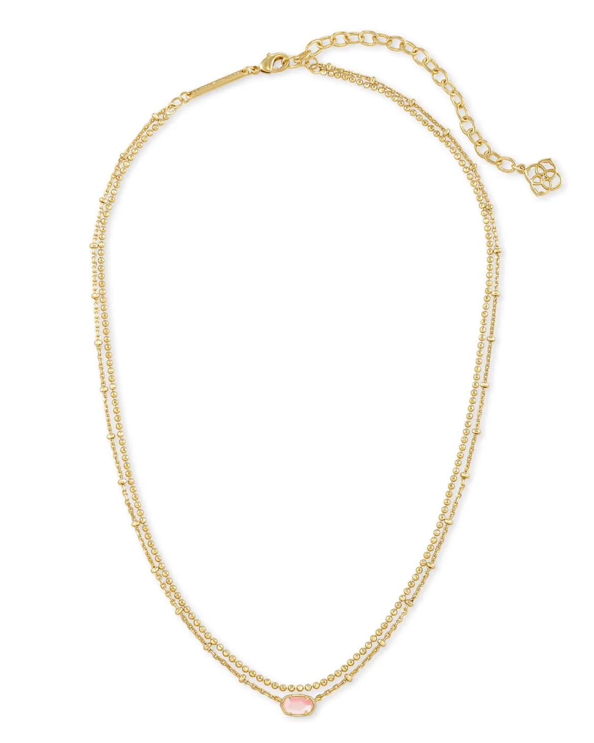 Emilie Gold Multi Strand Necklace in Rose Mother Of Pearl