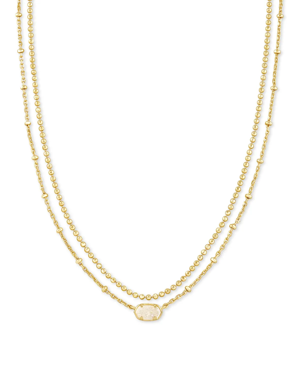 Emilie Gold Multi Strand Necklace in Iridescent Drusy