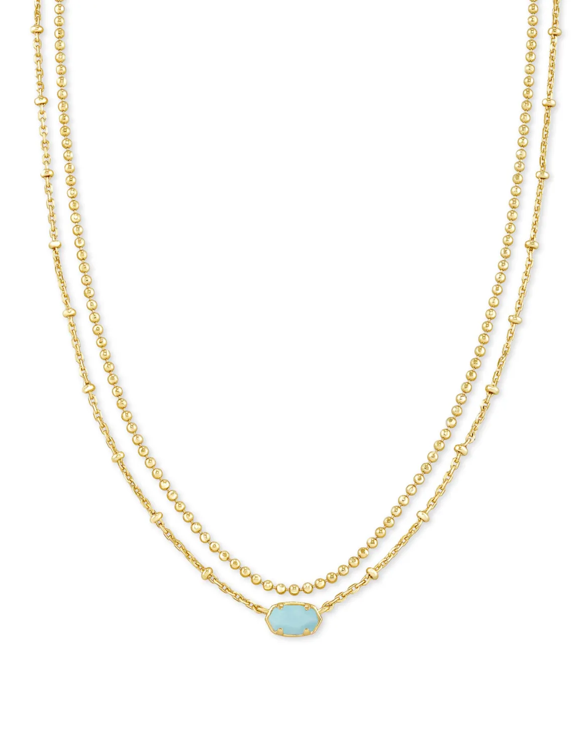 Emilie Gold Multi Strand Necklace in Light Blue Magnesite