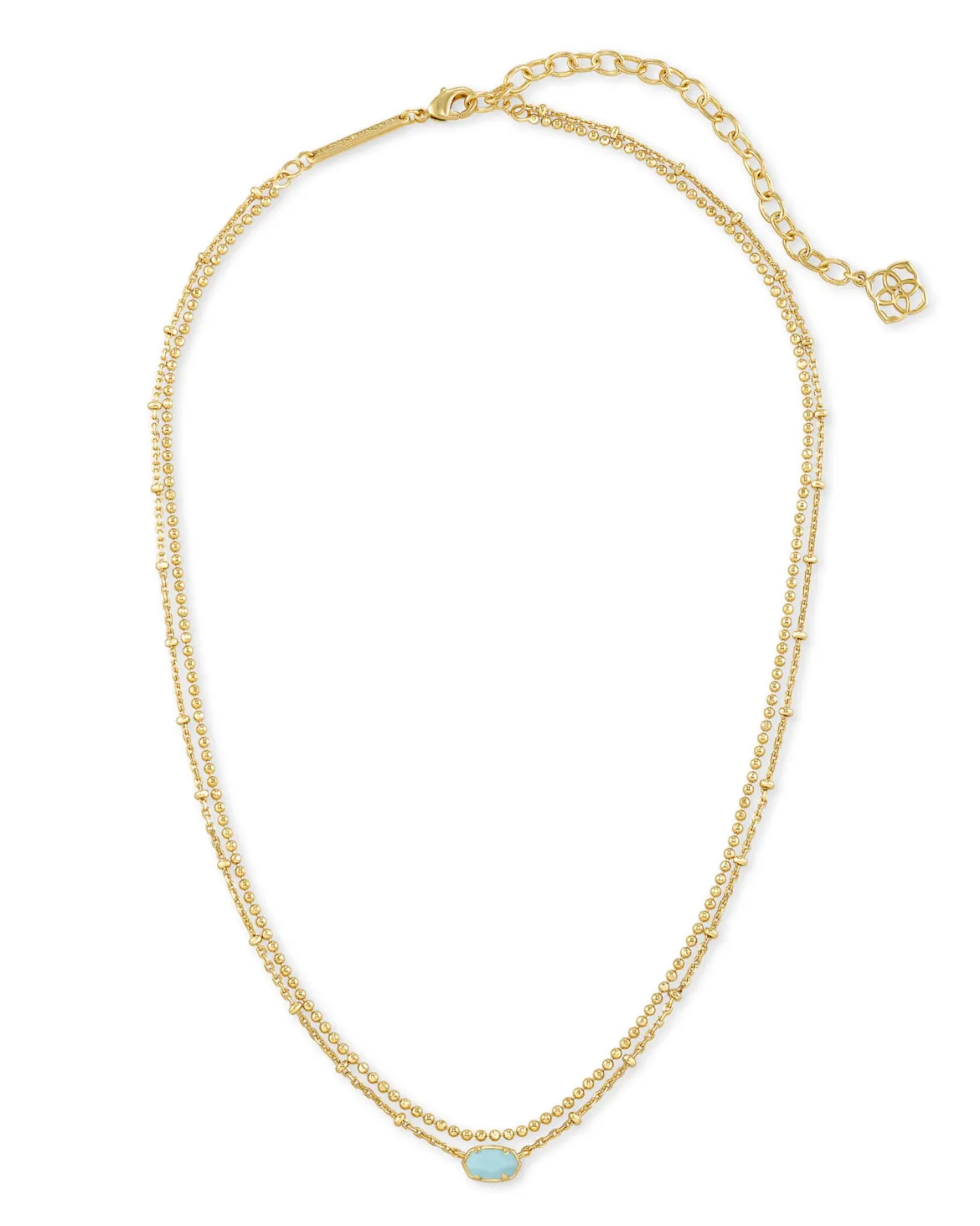 Emilie Gold Multi Strand Necklace in Light Blue Magnesite