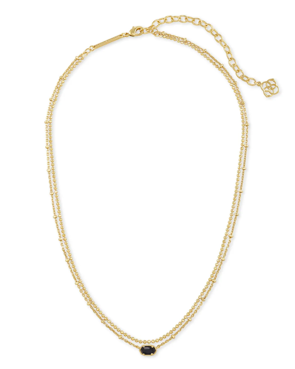 Emilie Gold Multi Strand Necklace in Black Obsidian