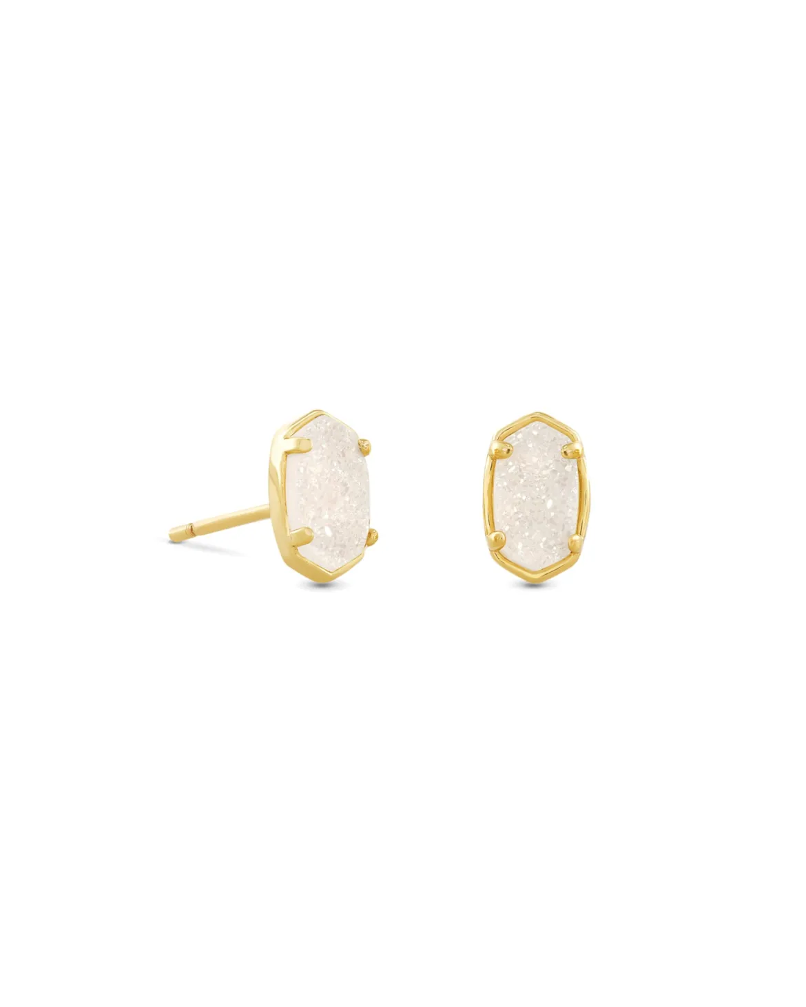 Emilie Gold Stud Earrings in Iridescent Drusy