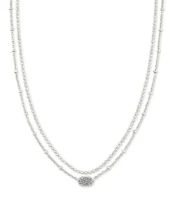 Emilie Silver Multi Strand Necklace in Platinum Drusy
