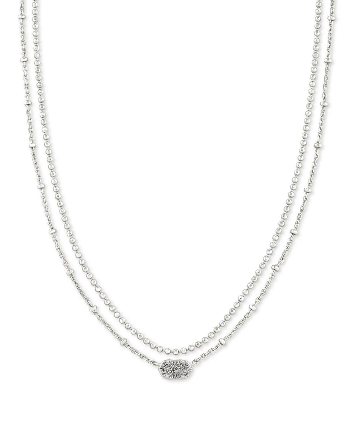 Emilie Silver Multi Strand Necklace in Platinum Drusy