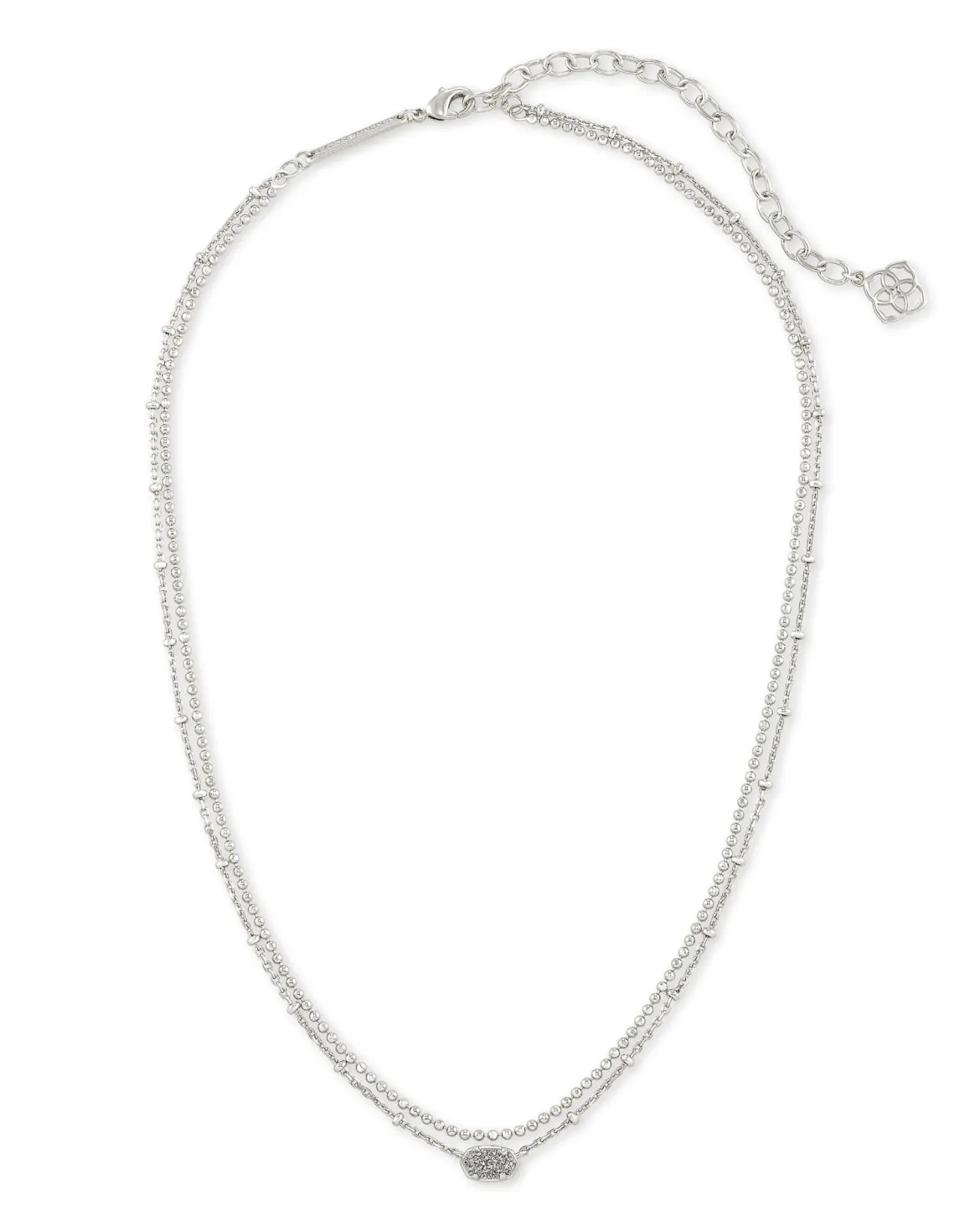 Emilie Silver Multi Strand Necklace in Platinum Drusy