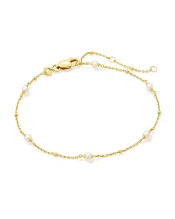 Emmaline 18k Gold Vermeil Delicate Chain Bracelet in Freshwater Cultured Pearl