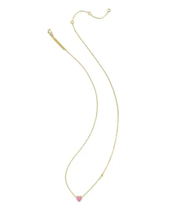 Enamel 18k Gold Vermeil Heart Pendant Necklace in Pink Enamel