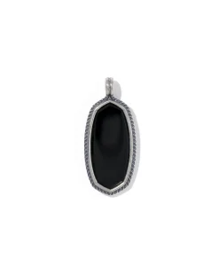 Etch Frame Oxidized Sterling Silver Stone Charm