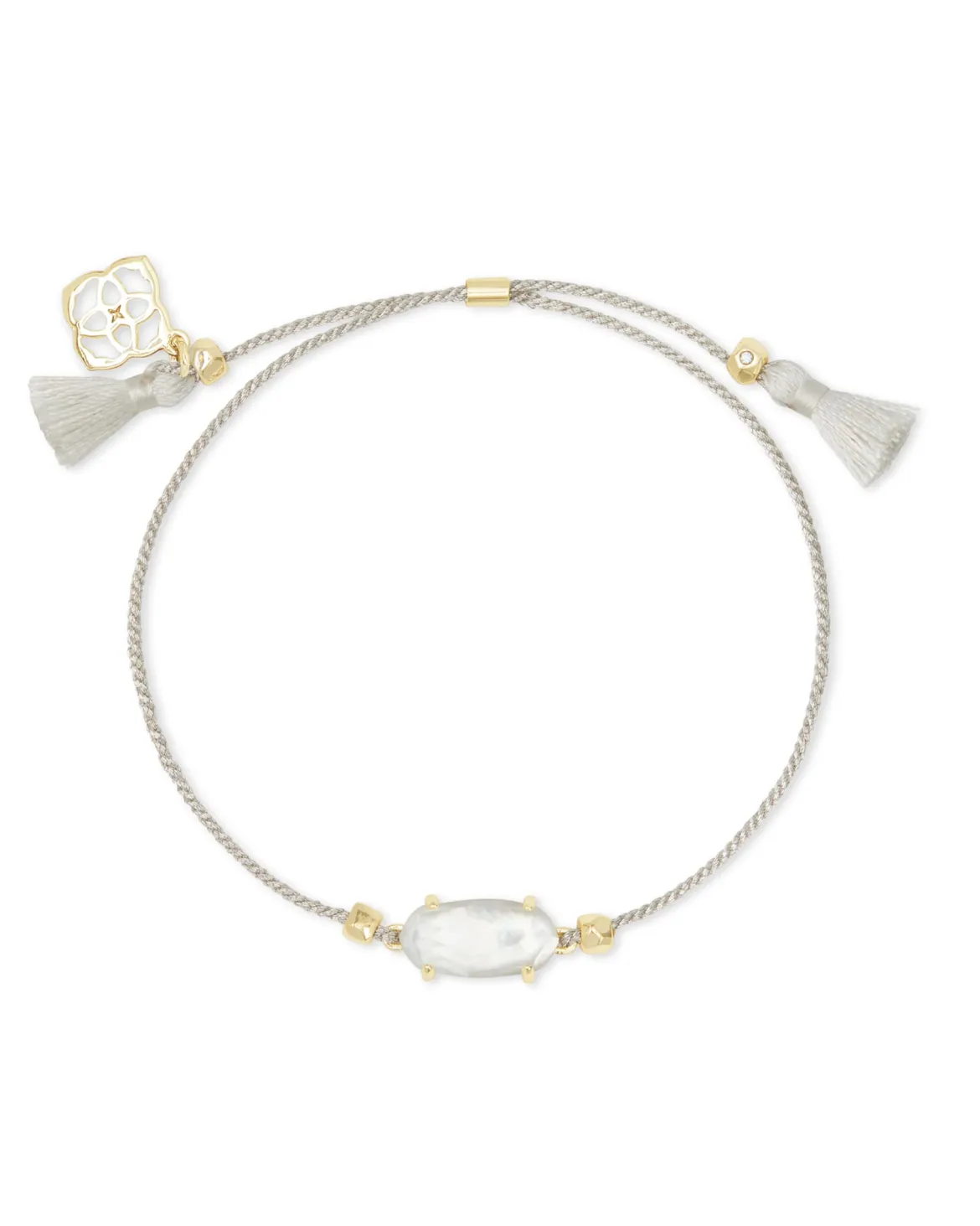 Everlyne Silver Cord Friendship Bracelet in Ivory Mother-of-Pearl