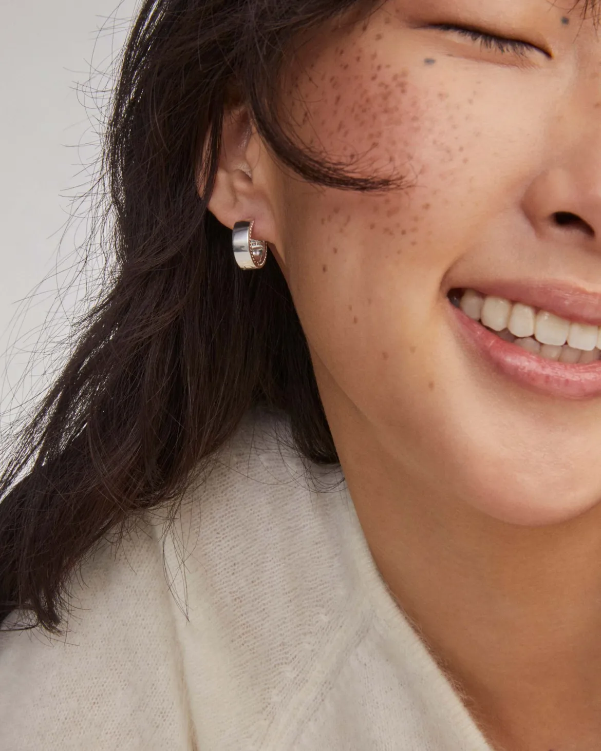 Flat Small 14mm Hoop Earrings in Sterling Silver
