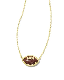 Football Gold Short Pendant Necklace in Orange Goldstone