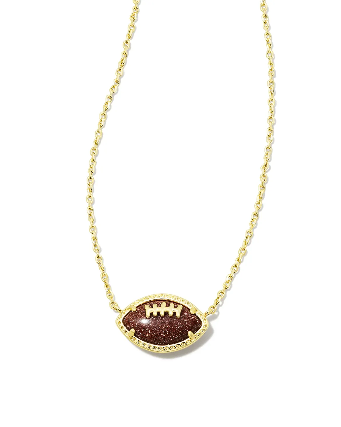 Football Gold Short Pendant Necklace in Orange Goldstone