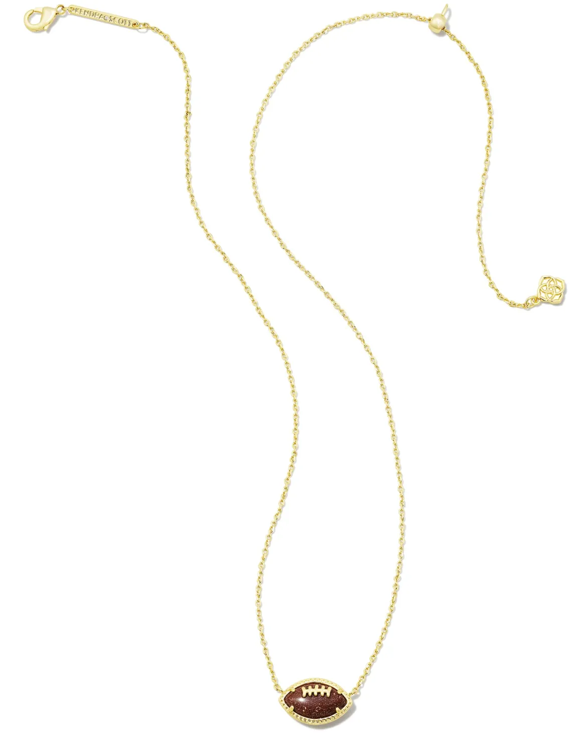 Football Gold Short Pendant Necklace in Orange Goldstone