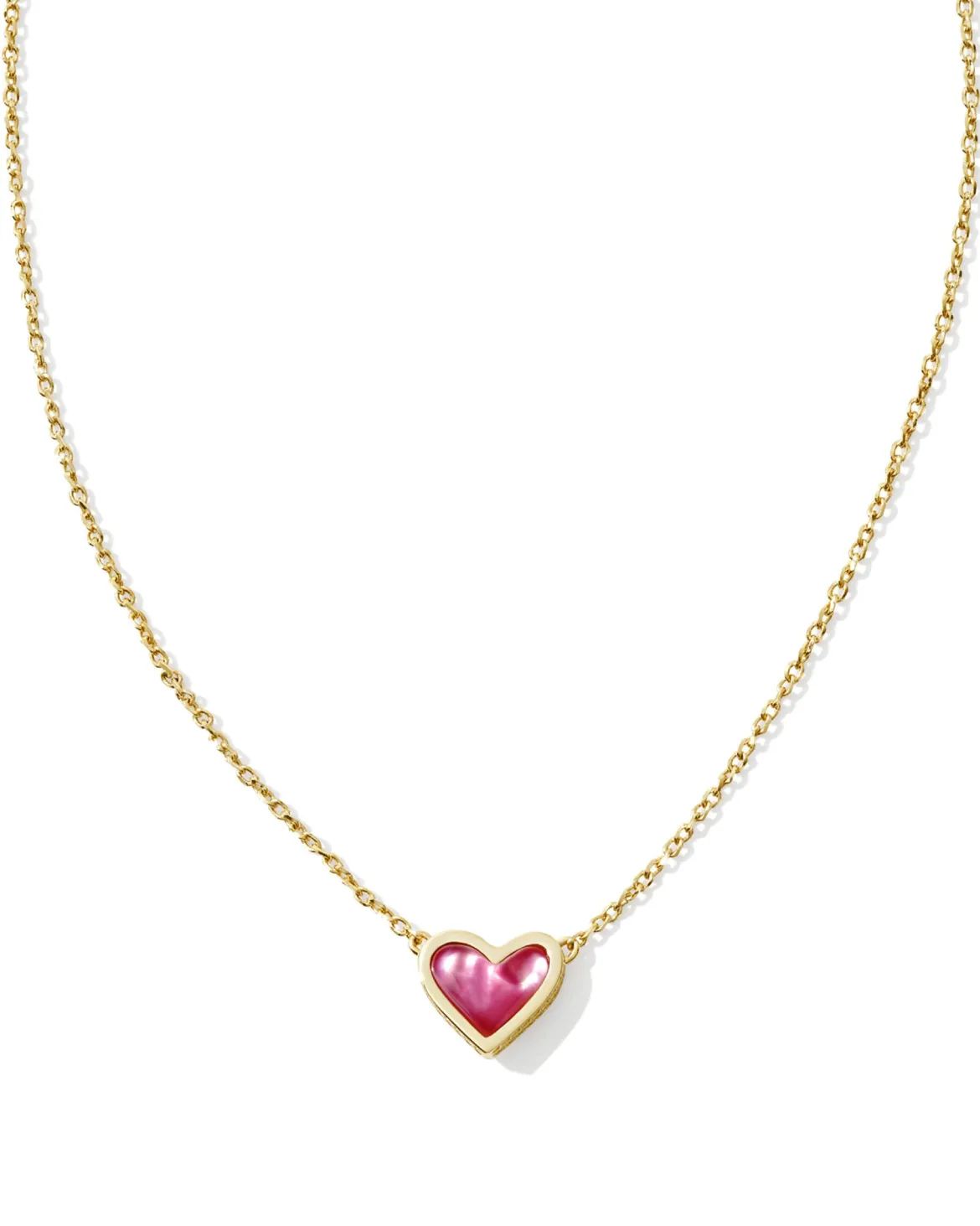 Framed Ari Heart Gold Short Pendant Necklace in Azalea Illusion