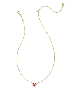 Framed Ari Heart Gold Short Pendant Necklace in Azalea Illusion