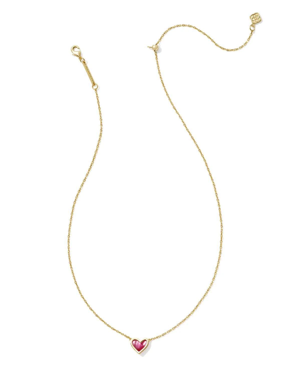 Framed Ari Heart Gold Short Pendant Necklace in Azalea Illusion