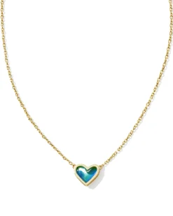 Framed Ari Heart Gold Short Pendant Necklace in Mood Stone