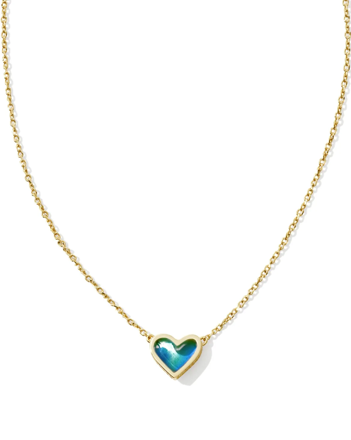 Framed Ari Heart Gold Short Pendant Necklace in Mood Stone