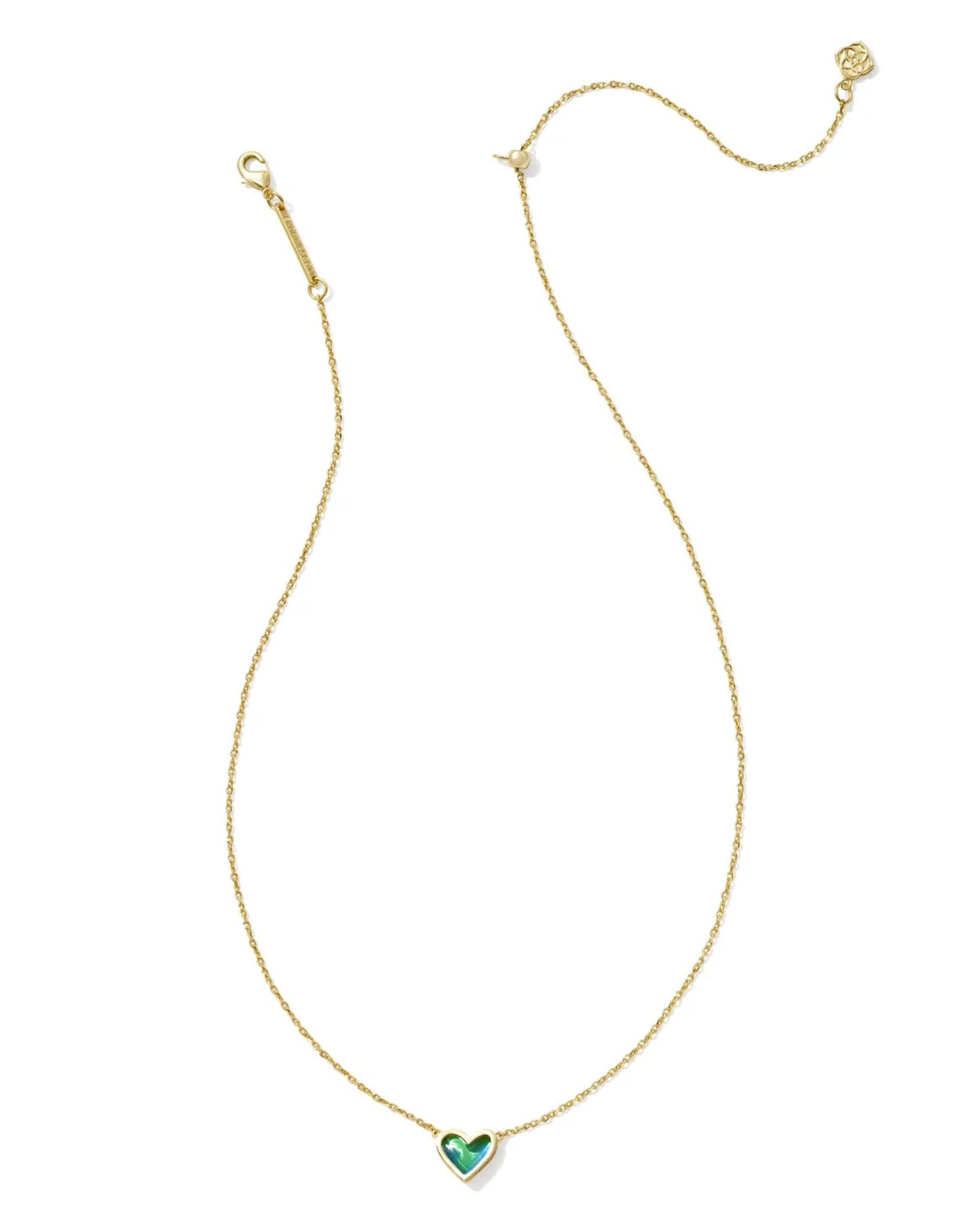 Framed Ari Heart Gold Short Pendant Necklace in Mood Stone